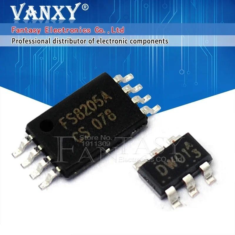 ( DW01+ 8205A ) FS8205A FS8205 ผสม SOP23-6 ชิปป้องกันแบตเตอรี่ TSSOP-8