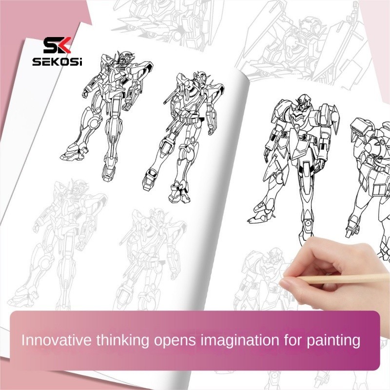 Sk Children 's Sketchbook Gundam Mecha Warrior Line Draft Copybook อะนิเมะตัวอักษรสมุดระบายสีเด ็ ก