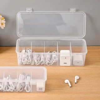 กล่องเก็บสายชาร์จ กล่องเก็บสายUSB ที่เก็บหัวชาร์จ ช่องใหญ่ มีฝาปิดล็อก