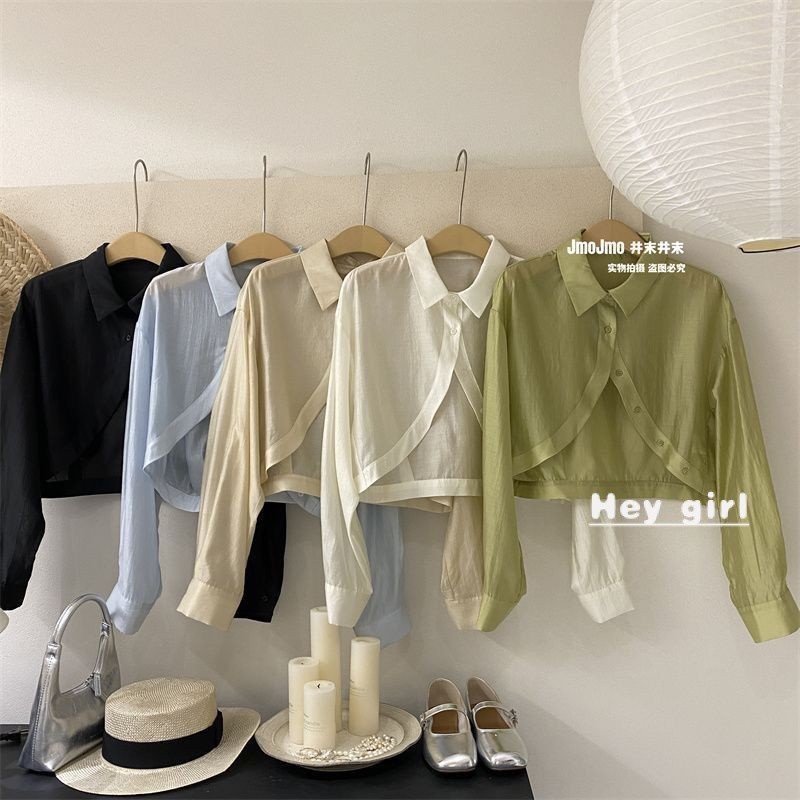 [Hey Girl ] Tencel Shirt Short Sunscreen Clothing Long Sleeve Top