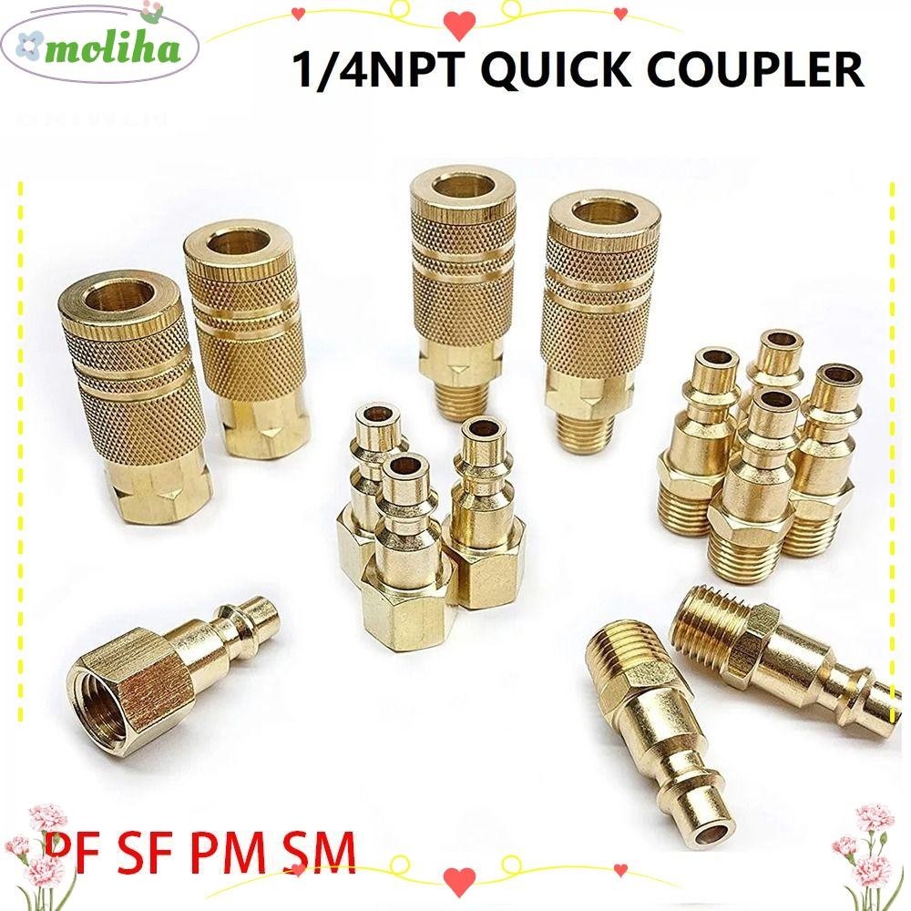 Moliha 1 ชิ้น 1/4 "NPT, Air Line Quick Release Quick Coupler เครื่องมือ,ทนทานคอมเพรสเซอร์เชื่อมต่อเครื่องมือ Hardening เหล็กข้อต่ออะแดปเตอร์ข้อต่อท่อ