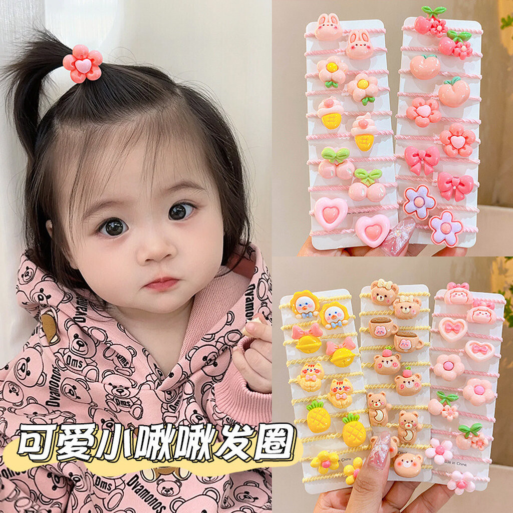 บ้านพลู  x10 ยางรัดผม เส้นเล็ก 2 ซม.สีสดใส หวาน น่ารัก