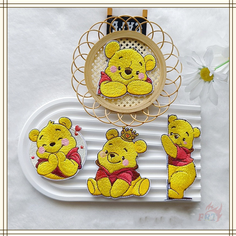 ✿ Kawaii Pooh Bear Self-adhesive Patch ✿ 1Pc/4Pcs DIY Sew on Iron on Embroidery Badges Accessories