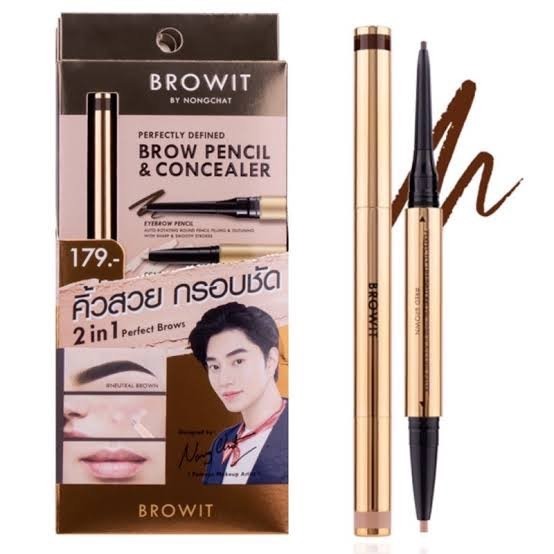 Browit by nongchat รุ่น Perfectly defined brow pencil &amp; concealer พร้อมส่งสี Neutral Brown
