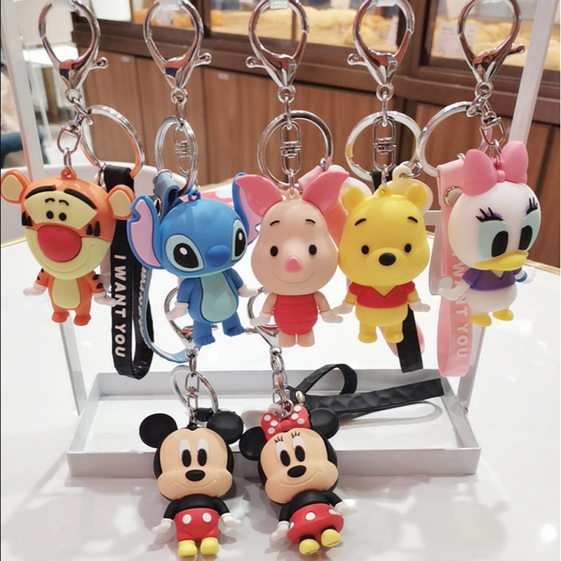 การ ์ ตูน Stitch Tigger Minnie Mickey ตุ ๊ กตาพวงกุญแจกระเป ๋ าอุปกรณ ์ เสริม