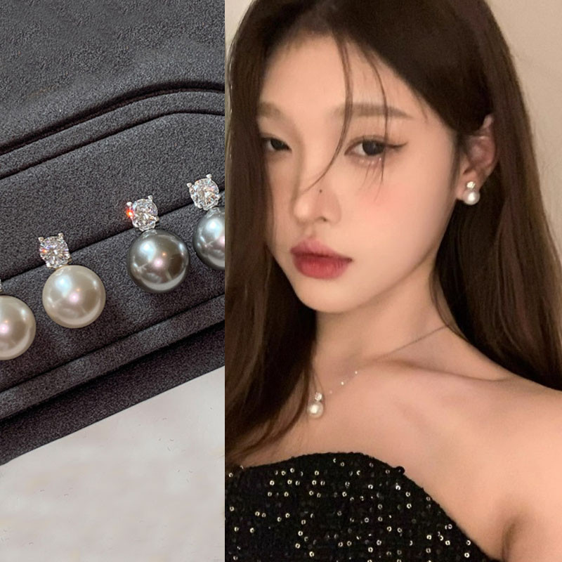 1 คู่ Vintage French Pearl Decor ต่างหูหู Studs อุปกรณ์เสริมสําหรับผู้หญิง