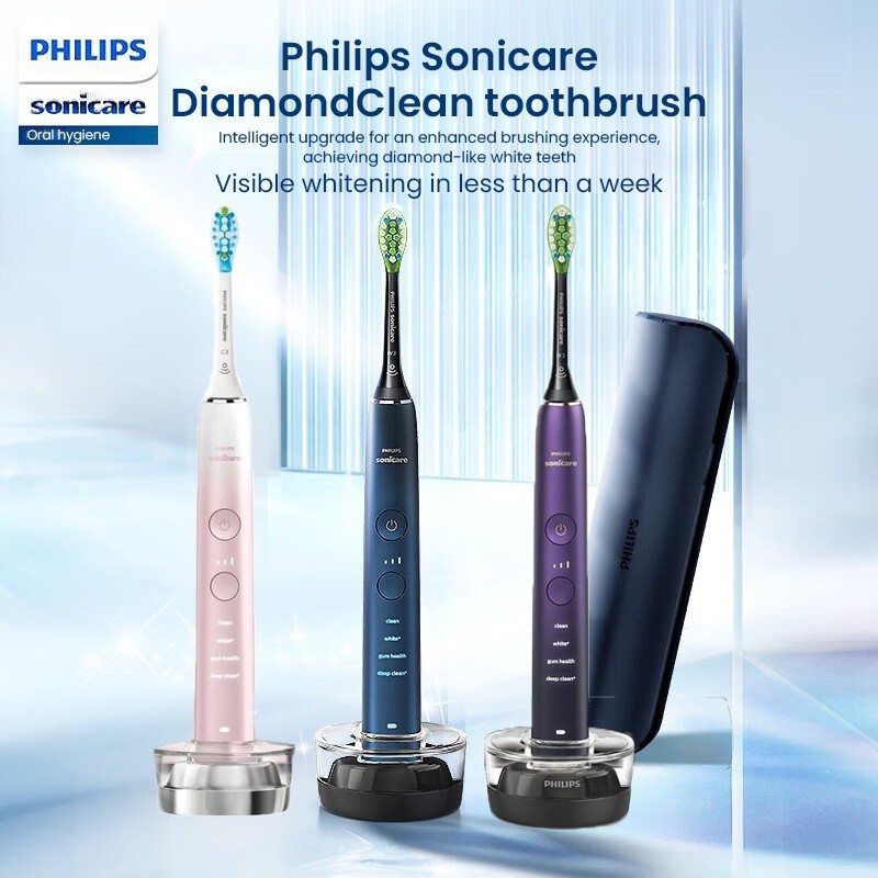 Philips HX9911 Diamond Brush แปรงสีฟันสั ่ นสะเทือนโซนิคสําหรับผู ้ ใหญ ่ 3 Strength 4 โหมดแปรงสีฟัน