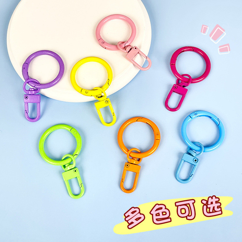 3.3 Plus ขนาดสีพวงกุญแจประตูหัวเข ็ มขัด Hook สี Candy สีแหวนเหล ็ กพวงกุญแจจี ้ Anti-Lost ผู ้ ถือบัตร ID ผู ้ ถือแหวน