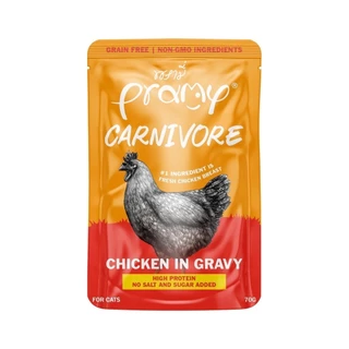 [1 ซอง] Pramy Carnivore อาหารเปียกแมว พรามี่ High Protein 11% โปรตีนสูง สูตรเกรวี่ เจลลี่ มูส ขนาด 70g เลือกรสได้
