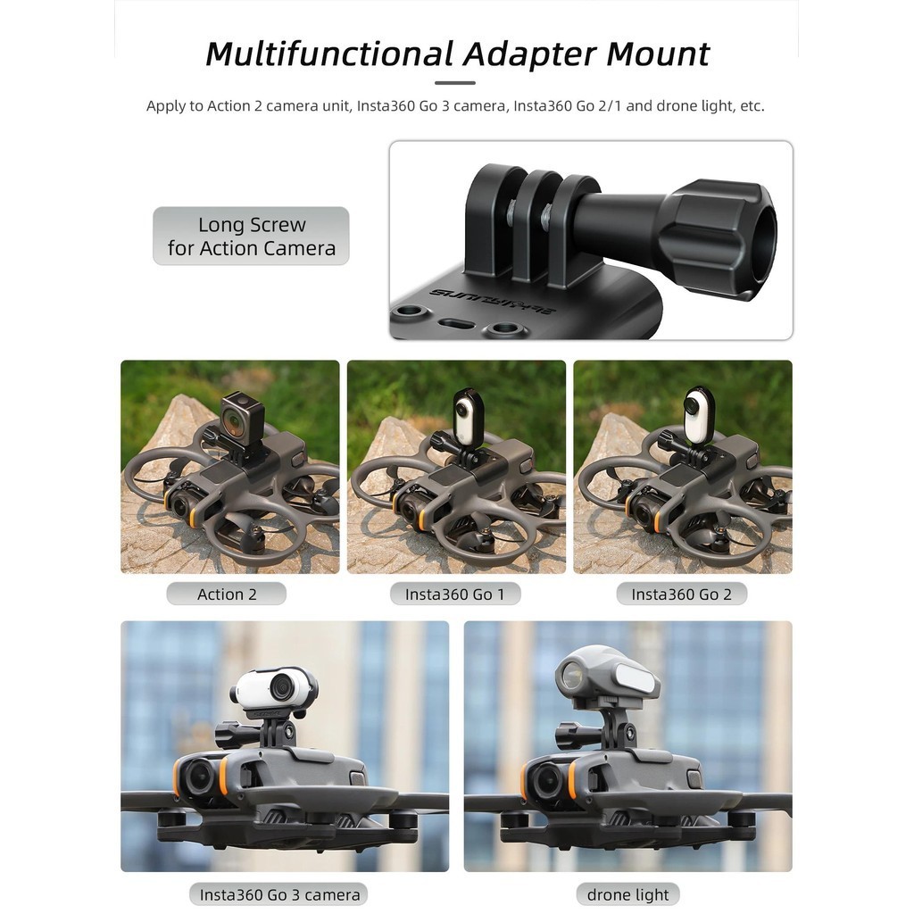 Sunnylife ไฟ Led Mount Gopro สําหรับ dji avata 2 กล้องวงเล็บด้านบน Gopro กล้องกีฬาอะแดปเตอร์ Mount Clamp Holder Fix ขยายไฟฉาย