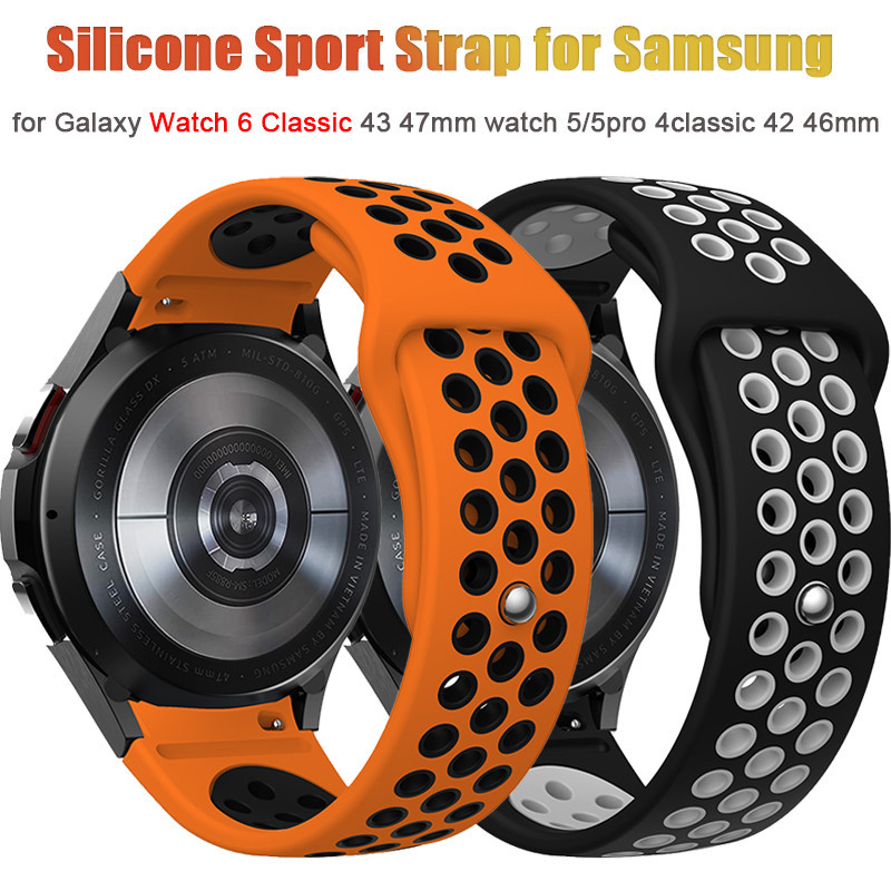 สายซิลิโคนสําหรับ Samsung Galaxy Watch 6 5 4 40 มม.44 มม.Galaxy Watch 6classic 43 มม.47 มม.5Pro 45 มม.นาฬิกา 4Classi 42 มม.46 มม.