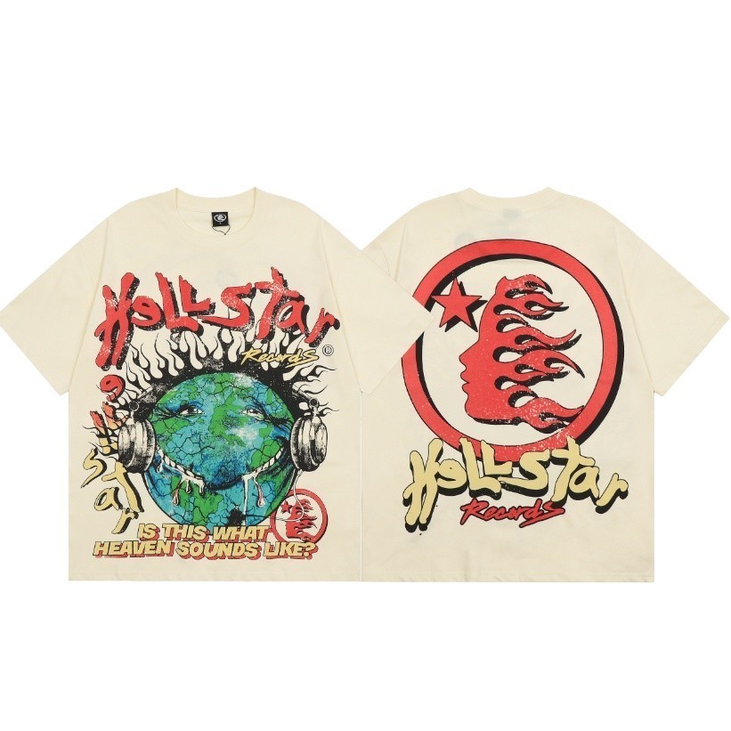 2024 การจัดส่งที่รวดเร็วHigh Street เสื ้ อยืด Hellstar ใหม ่ แฟชั ่ น Hell Star Earth พิมพ ์ ลําลองหลวมแขนสั ้ นเสื ้