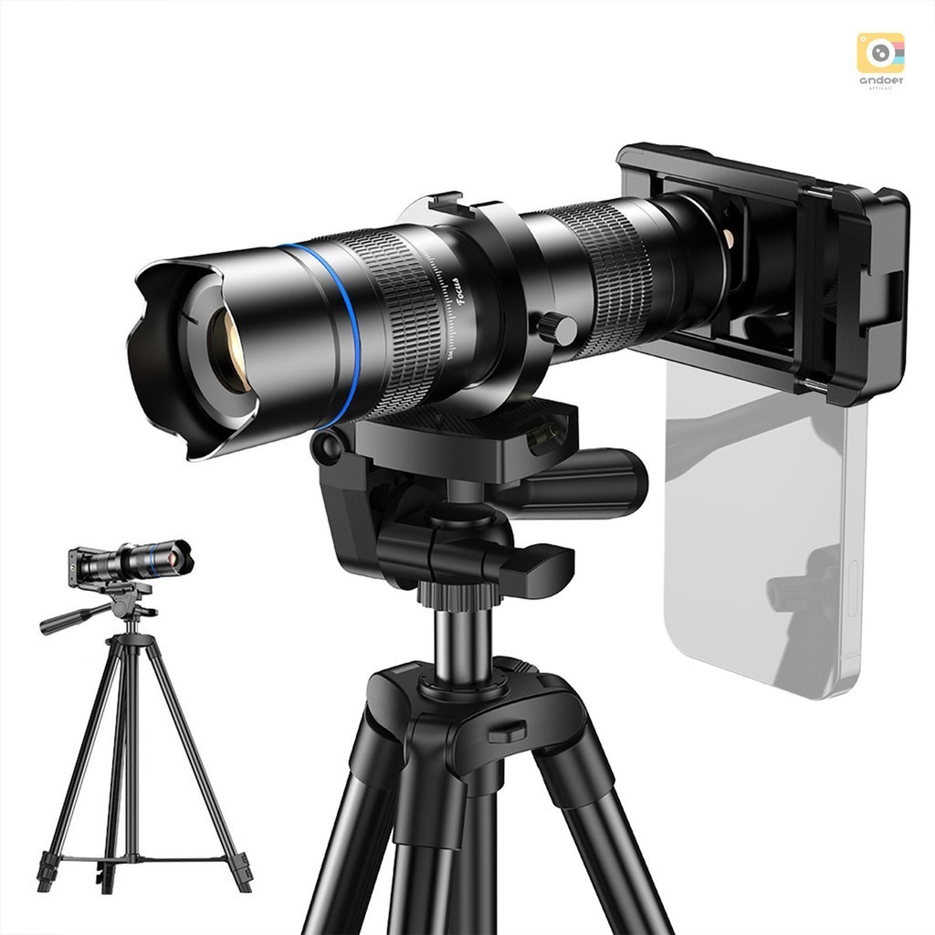 Apexel APL-20-40XCR50 20-40X ซูมกล้องโทรทรรศน์ตาข้างเดียว 50 มม.เลนส์เทเลโฟโต้โลหะ 4K HD เคลือบหลายชั้นพร้อมขาตั้งและคลิปโทรศัพท์สําหรับดูนก/ดูดาว/การล่าสัตว์/ Cam