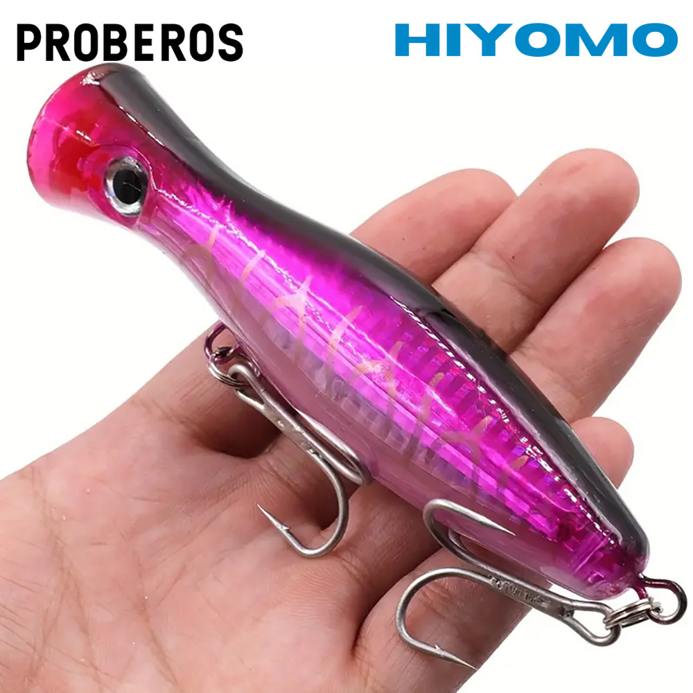 Proberos 1PCS 13 ซม.43g Big Popper ตกปลา Lure น้ําลอย Wobbler Hard เหยื่อประดิษฐ์ 2/0 # Treble Hooks น้ําเค็ม Big เกม Tuna ตกปลาเกียร์