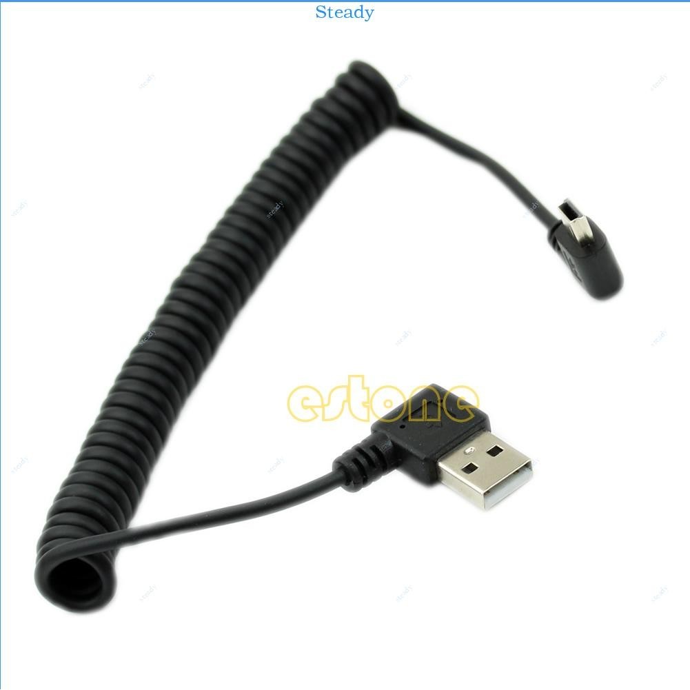 Steady USB 2 0 ถึง Mini USB Spring Data Cable Spiral Coiled 5 Pin Adapter Digital USB