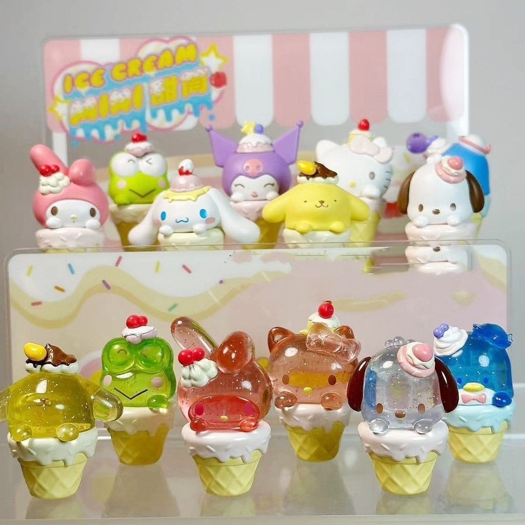 Sanrio Cone Mini Mystery Bag Mystery Box Ice Cream Kuromi Ugly Fish Cinnamon Dog Doll Desktop Decorative Gift 6.9