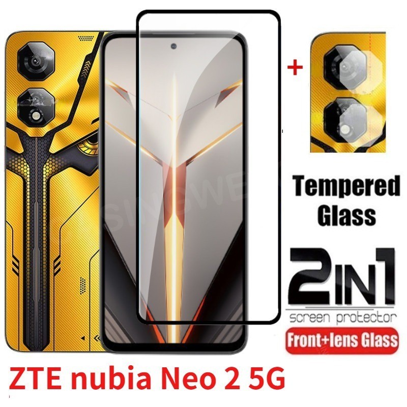2 In 1 ป้องกันฟิล์มกระจกนิรภัยสําหรับ ZTE Nubia Neo 2 Neo5 GT Pro Neo 5 3 NibiaNeo2 2Neo 5G 2024 กล้องกลับเลนส์ป้องกันกระจกนิรภัยด้านหน้าฟิล์มป้องกันคลุมทั้งหมด