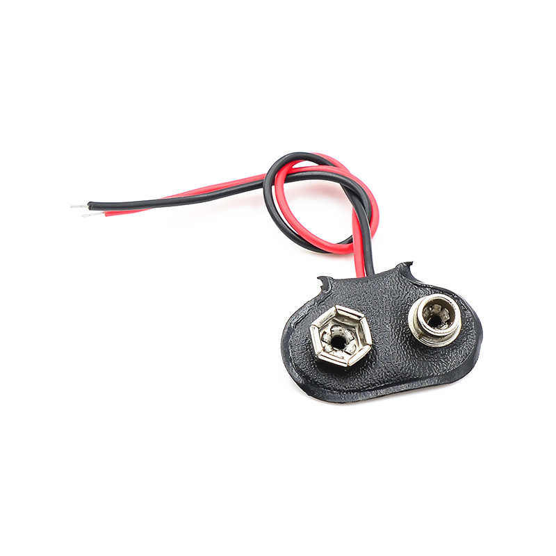 หัวเข็มขัดแบตเตอรี่ 9V หัวเข็มขัดแบตเตอรี่ 9V ที่ใส่แบตเตอรี่ 9V T-type (ความยาวสาย 10 ซม.)