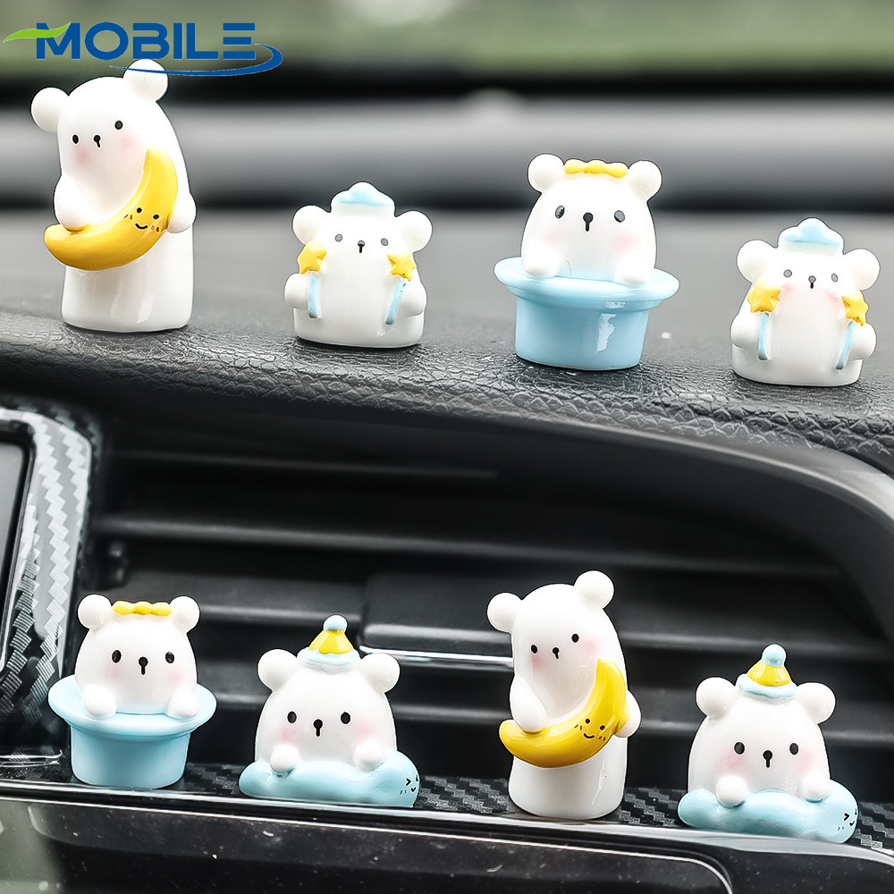 [ ที่โดดเด่น ] ตกแต่งรถหมีน่ารัก – ตุ๊กตาการ์ตูนสัตว์เล็ก – เครื่องประดับเรซิ่น ทําเอง – งานฝีมือภูมิทัศน์ไมโคร – แดชบอร์ดอัตโนมั