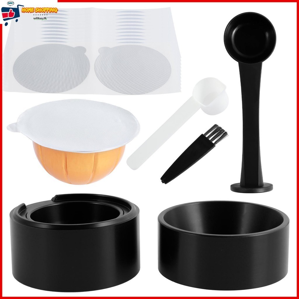 Coffee Pod Refill Kit Reusable Vertuo Pod Refill Kit กาแฟแคปซูลเติมชุด 100 ชิ ้ นอลูมิเนียมฟอยล ์ ฝาปิดแปรงเติมช ้ อน SHOPTKC0467