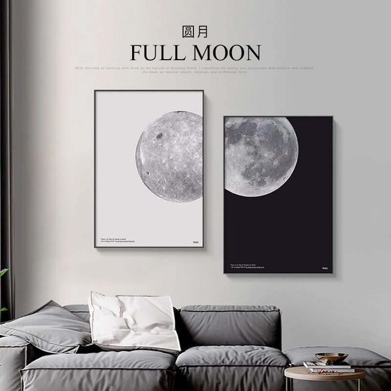 30x40x0.9เซนติเมตรที่ทันสมัยเรียบง่ายสีดําสีขาวดวงจันทร์ศิลปะสก์ท็อปภาพวาดตกแต่งห้องนั่งเล่นห้องนอนภาพวาดตกแต่งผนังโปสเตอร์ผนังศิลปะพื้นหลังผนังแขวนภาพวาด