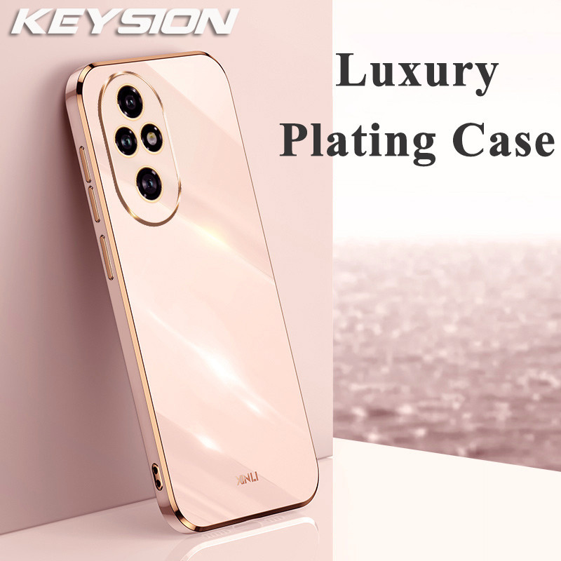 Keysion หรูหราชุบสําหรับHONOR 200 Pro 5G Soft TPU ซิลิโคนสแควร ์ กันกระแทกโทรศัพท ์ กลับสําหรับ Huawei Honor 200 5G