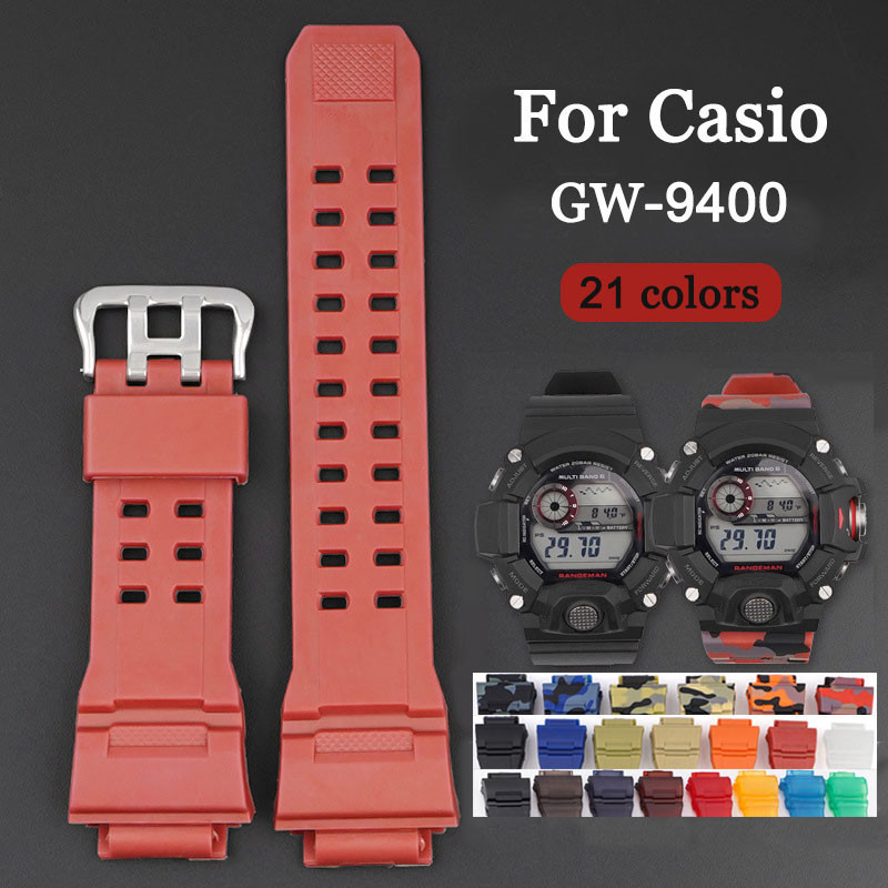 สายนาฬิกาซิลิโคน TPU สีสันสดใสสําหรับ Casio G-Shock GW-9400 สายเรซิ่นกันน้ํา สําหรับเปลี่ยนนาฬิกาข้อมือผู้ชายผู้หญิงนักเรียน