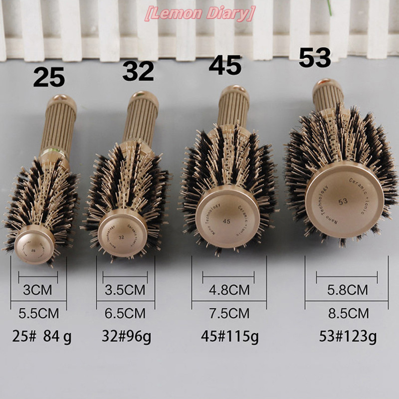 แอลดี| Professional Thermal Ceramic Ionic Round Barrel Anti Slip Handle Gold Hair Brush ใหม่