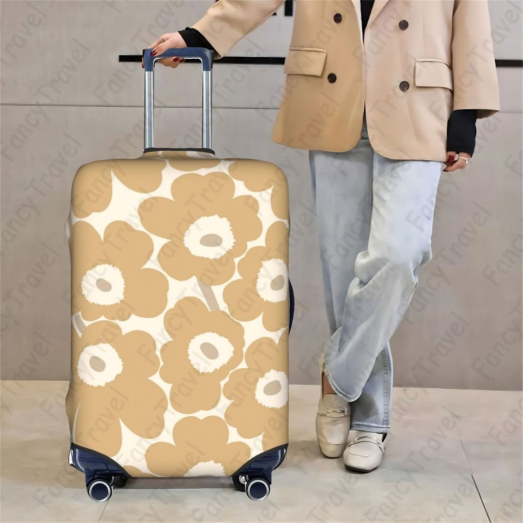 Fancytravel Flower Unikko ผ้าคลุมกระเป๋าเดินทาง กระเป๋าเดินทาง ผ้ายึดได้เยอะ กันฝุ่น กันรอย สวมใส่ได้ ข้น 18/20/22/24/26/28/32นิ้ว