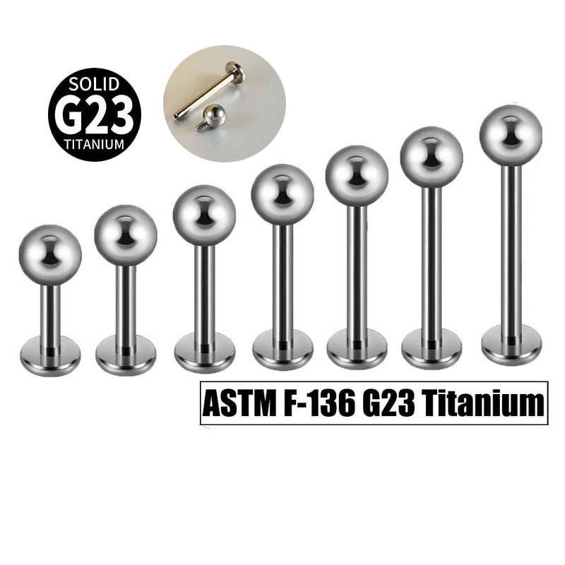 1 ชิ้นสไตล์เรียบง่าย G23 ไทเทเนียม Hypoallergenic ด้ายภายในสด Dimple เจาะ 18Gauge Labret Lip Stud หัวแบนหู Helix Rook Daith เจาะ Unisex