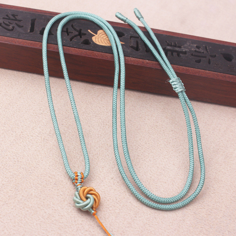 Bingyingge สินค้าสูง Mandala Knot Halter คอเชือกทอมือ diy Jadeite พระพุทธรูปจี้สไตล์บางรอบหางสร้อยคอเชือกขายส่ง