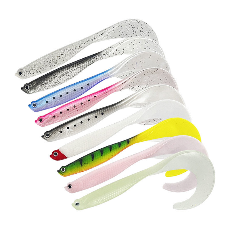 5 ชิ้น/ถุง 12cm7g luminous big curve tail soft lure เหยื่อล่อตกปลา soft lure เหยื่อ 3D ตาเหยื่อล่อนุ่ม