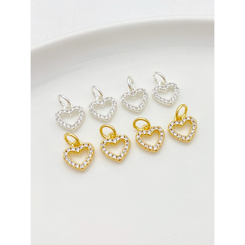 จี้ 18K Gold Micro-Inlaid Zircon Heart-Shaped จี้ขนาดเล็กจี้ Handmade diy สร้อยข้อมือสร้อยคอเครื่องประดับวัสดุอุปกรณ์เสริม