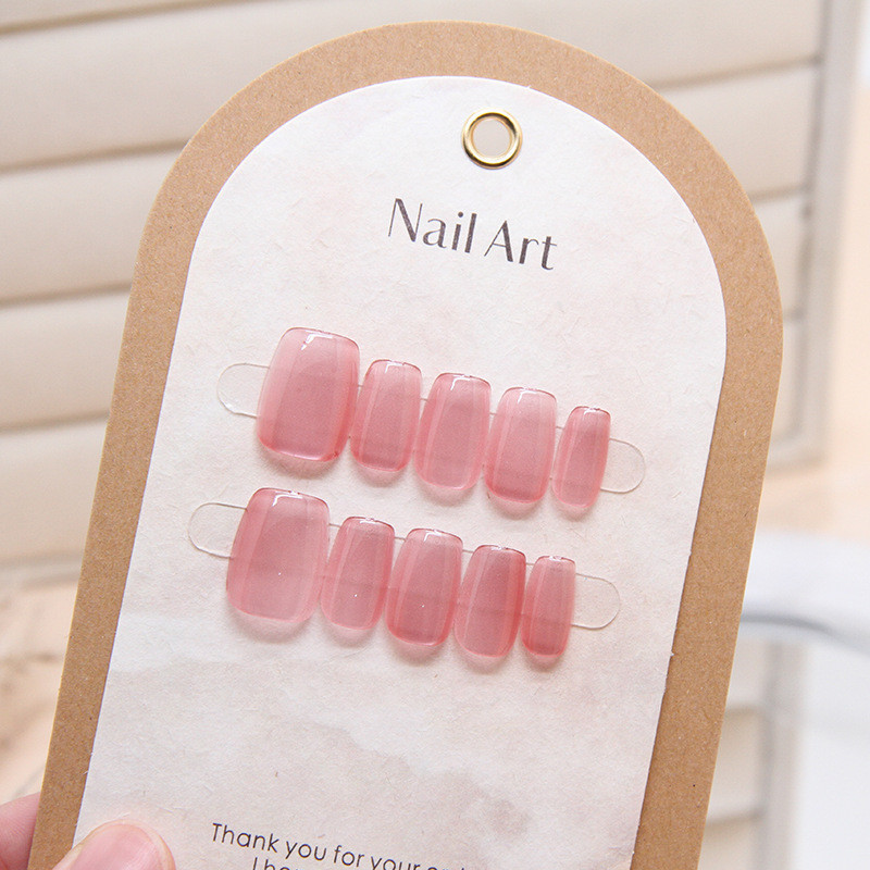 Tender Powder Handmade สวมใส่เล็บแพทช์ที่ถอดออกได้เล็บ Patch สีทึบ Cat Eye เล็บ Patch Clear เล็บ Patch แบ่งรหัส