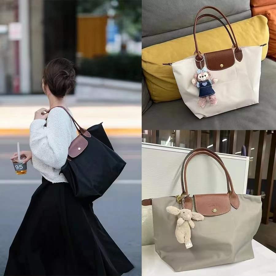 พร้อมสต็อกต้นฉบับและแท้ 100% Longchamp Le Pliage 1899/2605/089 กระเป๋าสะพายไหล่ขนาดใหญ่ของผู้หญิงกระเป๋า Messenger กระเป๋าถือขนาดกลาง Dumpling Bag Tote Bag Organizer Bag