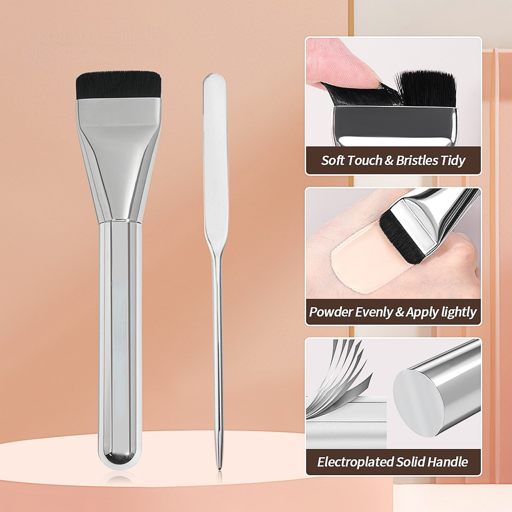 แปรงรองพื้น Ultra-Thin Professional Flat แปรงแต่งหน้าคอนซีลเลอร์พอกหน้าแปรง One-Word
