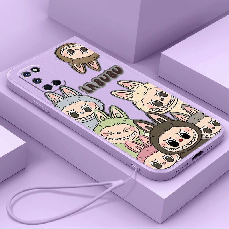 ปลอก OPPO A52 A72 A92 เคสโทรศัพท์พร้อมเชือกเส้นเล็กความงามซิลิโคน TPU Soft Shell น่ารักการ์ตูน Labubu อะนิเมะออกแบบใหม่กันกระแทก CASE