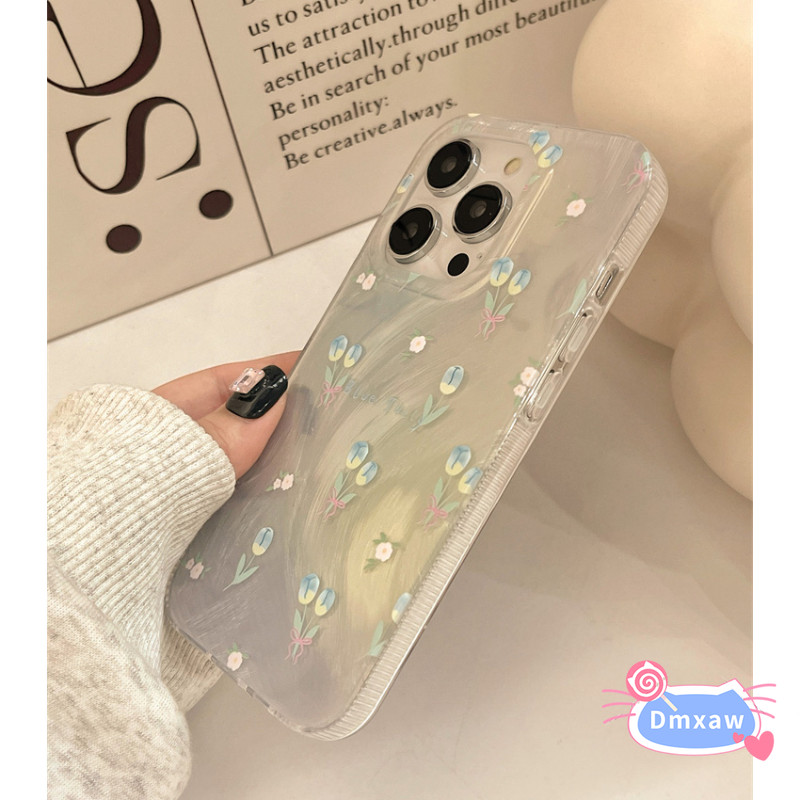 ใหม่ปลอกทิวลิปสําหรับhuawei Pura 70 Pro Plus Ultra P60 ART P50 P50E P40 P30 Pro Mate 60 50 40 30 Proเคสโทรศัพท์ที่เรียบง่ายขนาดเล็กกลิ่นหอมเส้นด้ายขนนกสีฟ้าทิวลิป