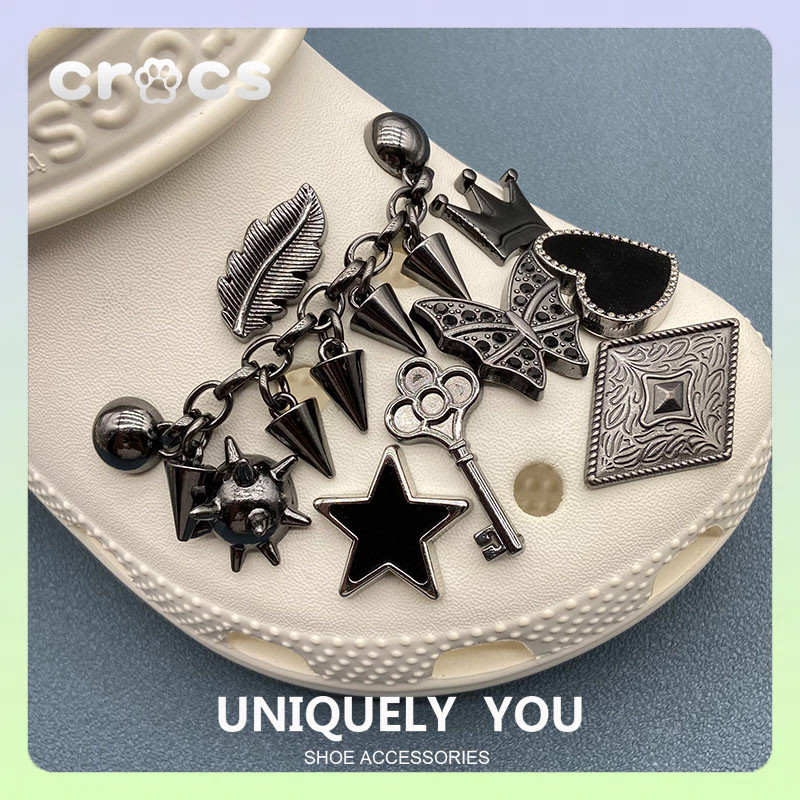 jibbitz crocs Metal black grey DIY jibbitz crocs เกาหลี  crocs jibbitz jibbitz crocs ของแทั