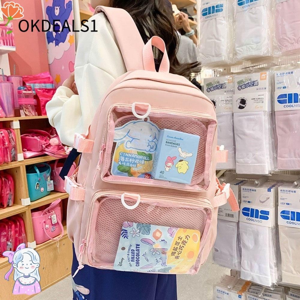 Dealshop กระเป๋าเป้สะพายหลังกระเป๋านักเรียนความจุขนาดใหญ่สองกระเป๋า Kawaii Itabag สําหรับนักศึกษาวิทยาลัย