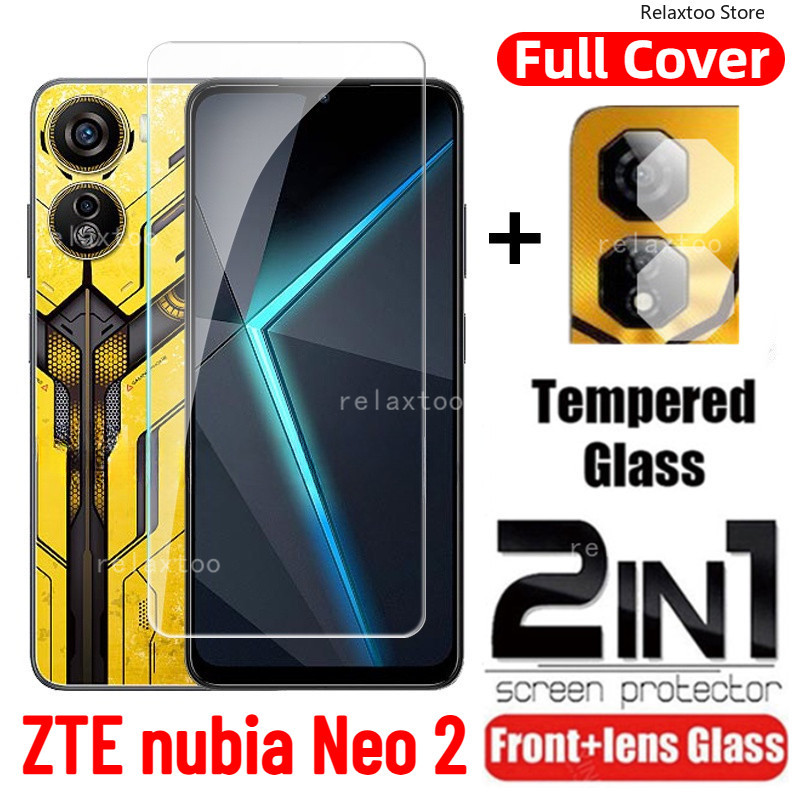 Nubia Neo 2 5G 2IN1 เต็มหน้าจอสําหรับ ZTE nubia Neo 2 Neo2 NibiaNeo2 2Neo 5G 2024 HD โปร่งใสกระจกนิรภัยโทรศัพท์หน้าจอด้านหน้าป้องกันกลับเลนส์กล้องฟิล์มแก้ว