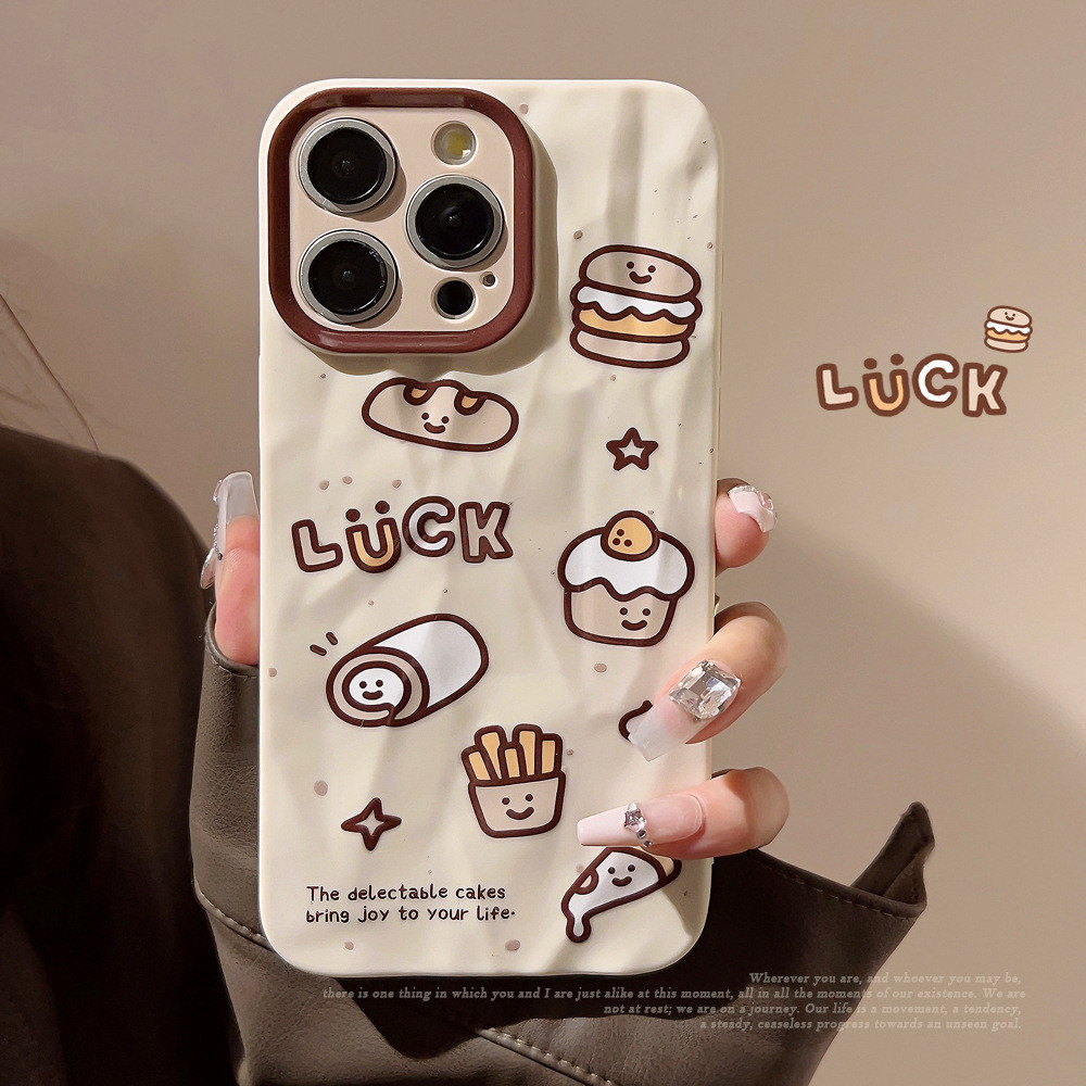 Bright ย่นข้าวสีขาว graffiti creative ขนมปัง drop proof เคสโทรศัพท์ tpu สําหรับ apple iphone 11 12 13 14 15 pro max plus x xr xs max 7 8 plus se2020