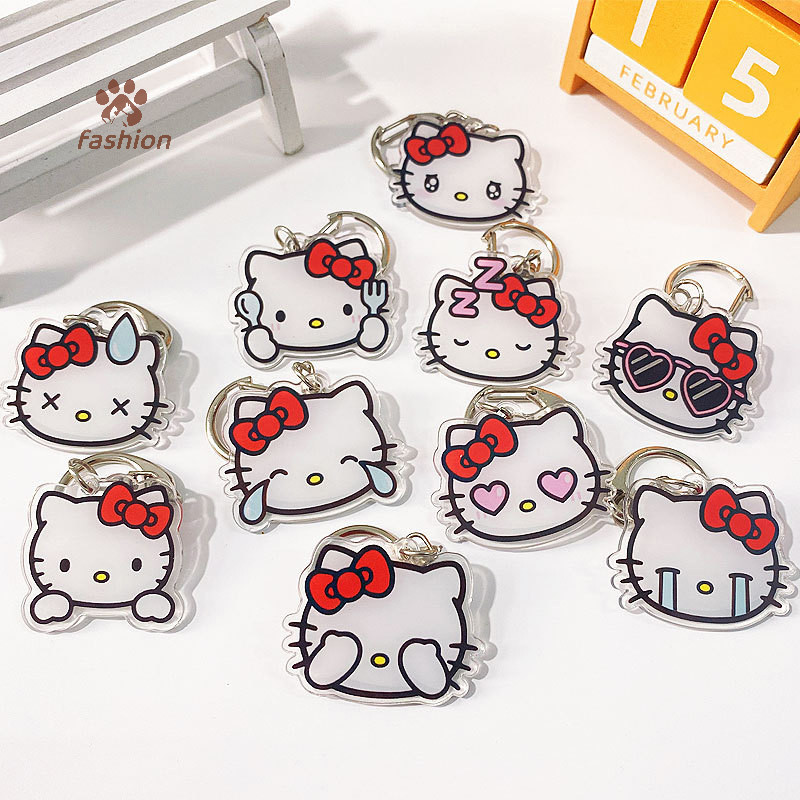 [แฟชั่น] Hello Kitty กระเป๋าพวงกุญแจอะคริลิค Ch Sanrio Anime Figures Key Chain จี้การ์ตูนคอสเพลย์ Chains พวงกุญแจอุปกรณ์เสริมของขวัญ {TH}