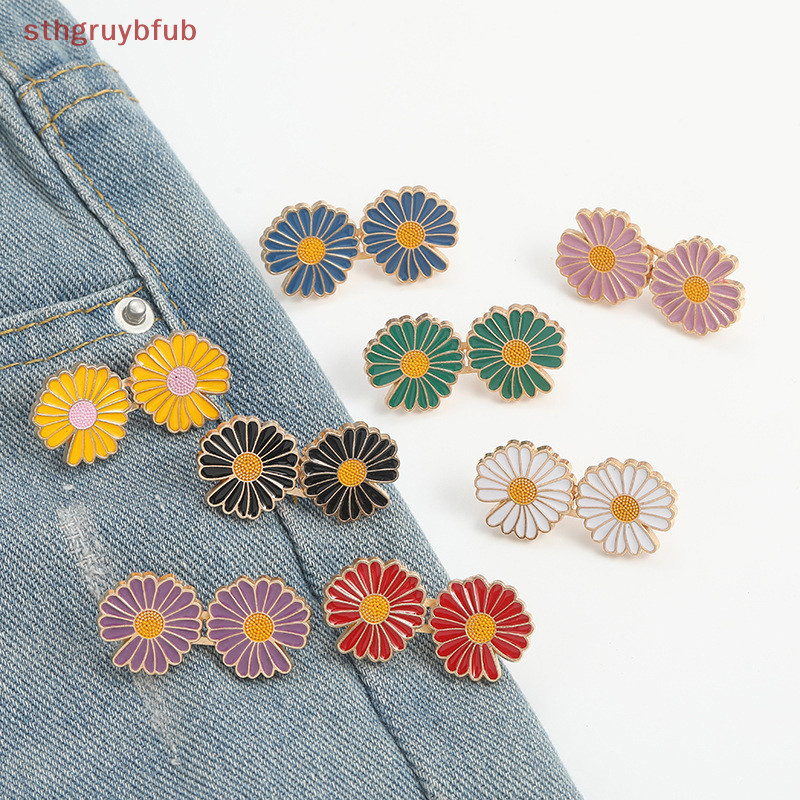 Sthb ปุ่มโลหะแบบใช้ซ้ําได้เดซี่ขนาดเล็ก Snap Fastener กางเกง Pin ปุ่มหดเย็บบนหัวเข็มขัดสําหรับกางเกงยีนส์ Perfect Fit ลด TH