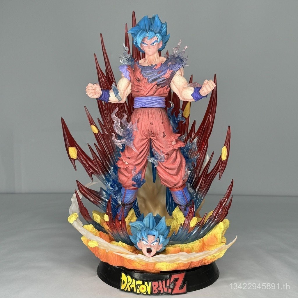 Dragon Ball Son Goku Super Blue Goku Super Blue King Fist Goku รูปแกะสลักสองหัวรุ่น