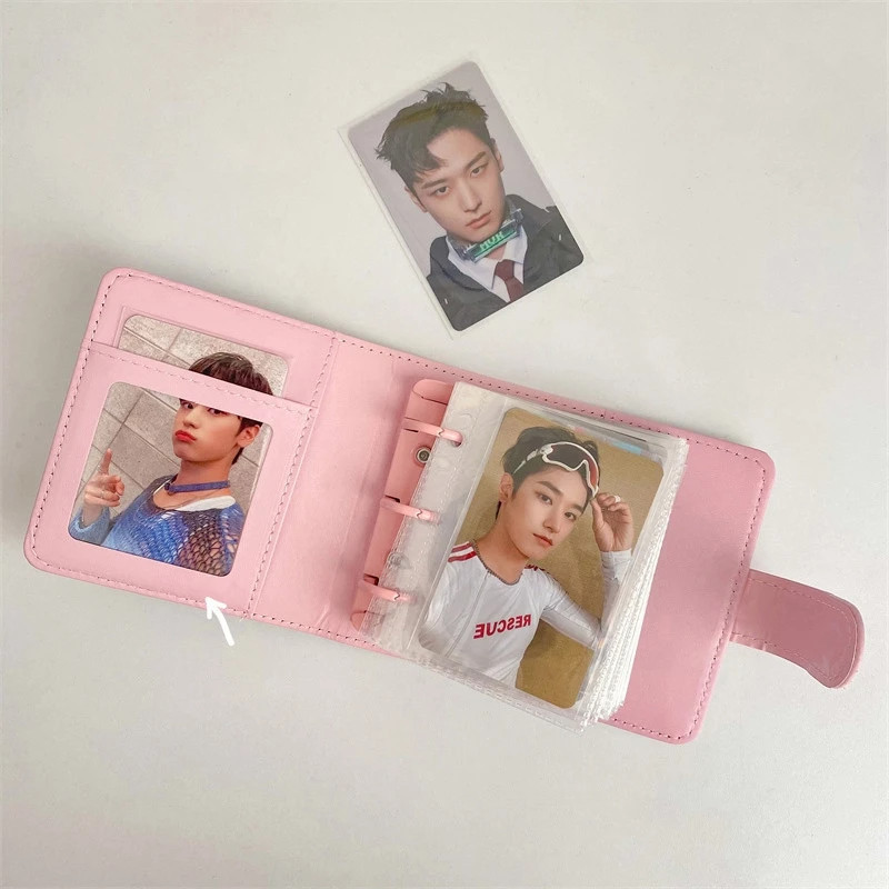 Ins 3 นิ้วKpop PhotocardสีขาวสีชมพูBinderการ์ดรวบรวมอัลบั้มA7 PUหนังโน้ตบุ๊คPhoto Protectorโรงเรียนเครื่องเขียน - รูปที่ 5