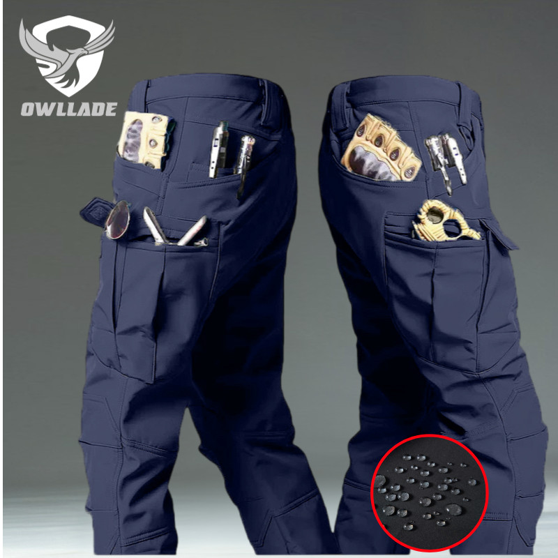 Owllade กางเกงคาร์โก้ยุทธวิธีสีดําสําหรับผู้ชายสีน้ําเงิน IX7 A01 2T