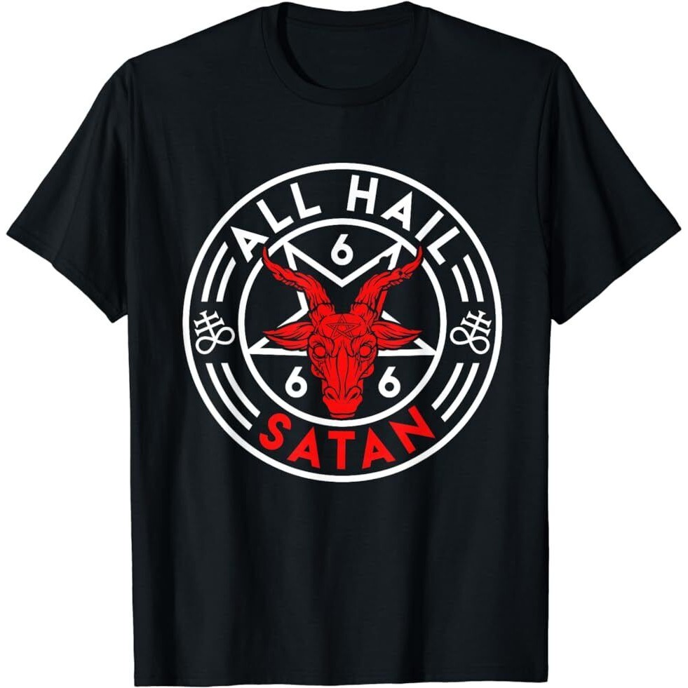 เสื้อยืด Baphomet All Hail Satan Devil Goat Bafomet
