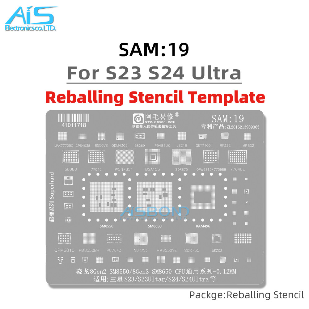 Amaoe SAM19 SM8550 SM8650 BGA Stencil Reballing สําหรับ Samsung S23 S24 Ultra S23Ultra S24Ultra CPU 