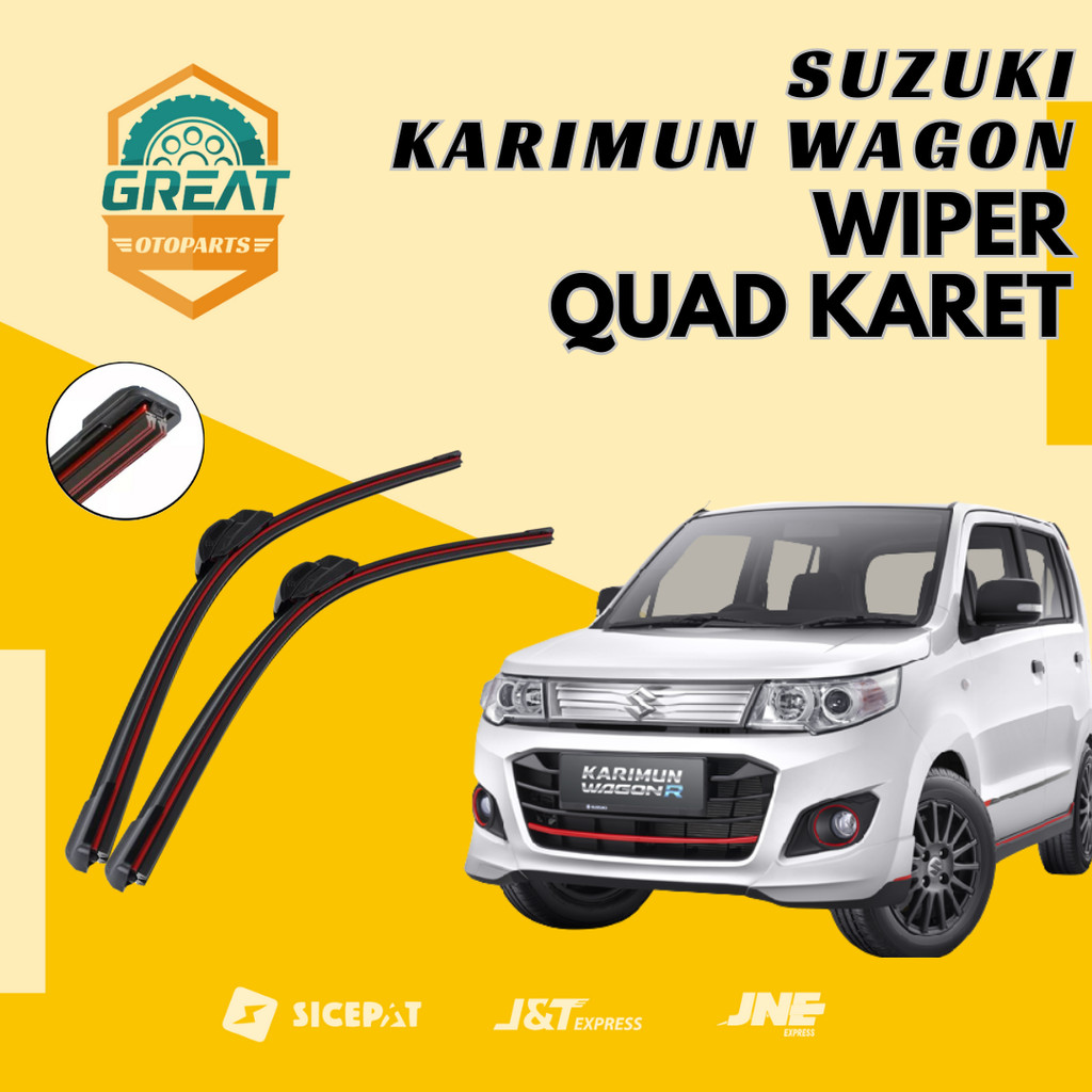ที่ปัดน้ําฝนกระจกรถยนต์ Quad Rubber Suzuki Karimun Wagon R Frameless 1 ชุดซ้ายและขวา W601